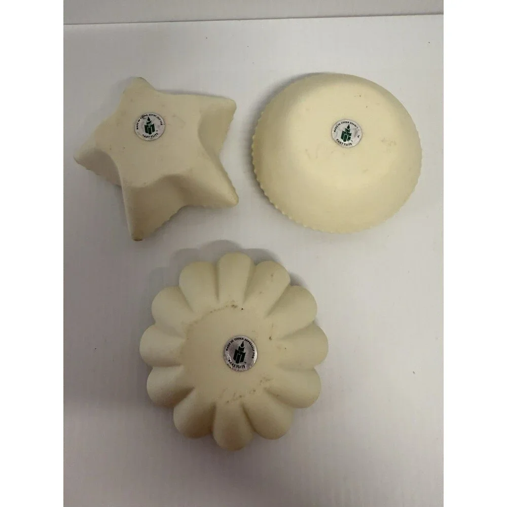 VTG Partylite Retired 3PC Sea Drifters Bisque Shells Tealights Candle Holders - Picture 2 of 6